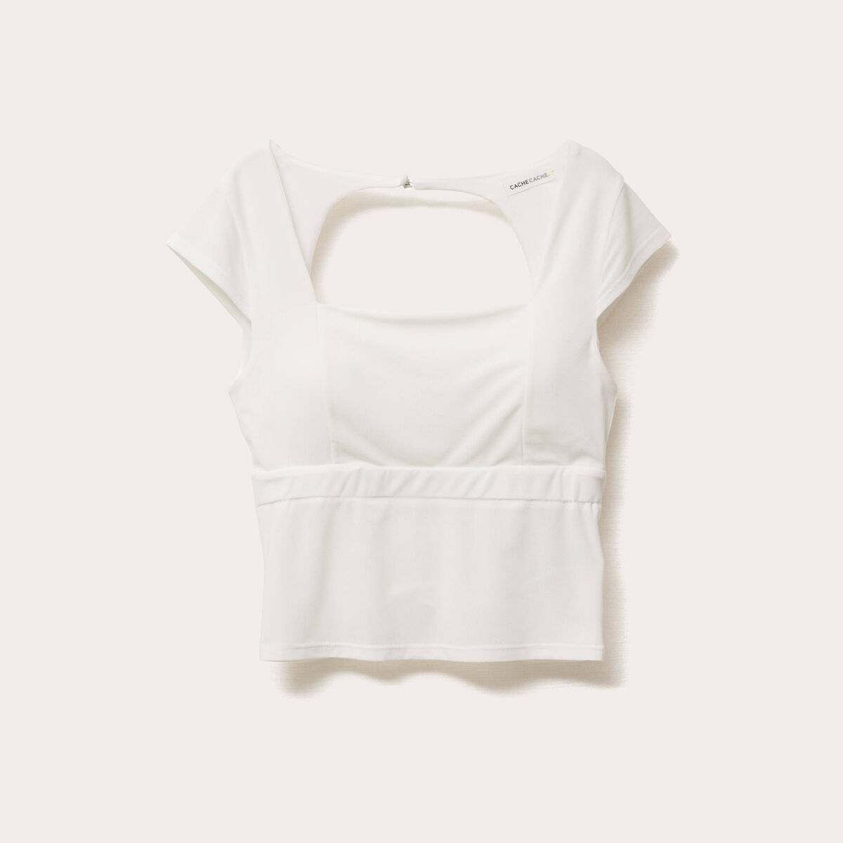 Blouse dos ouvert ecru femme