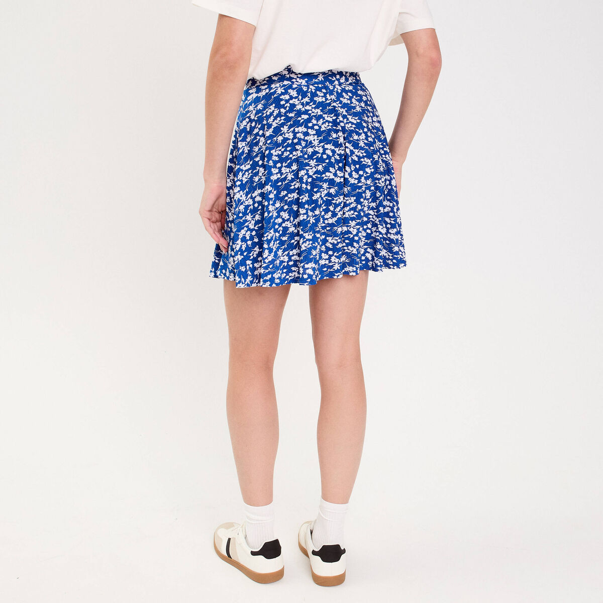 jupe courte évasée stretch bleu electrique femme