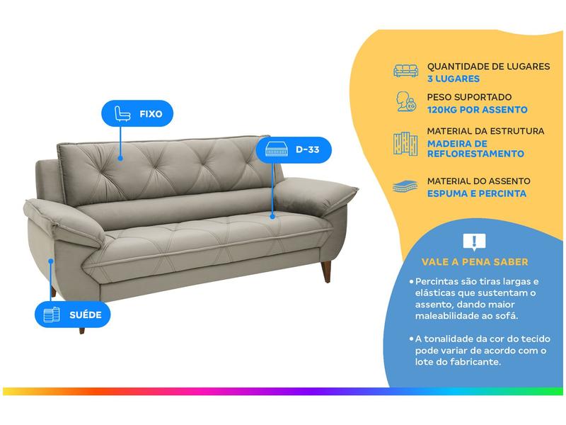 Sofá 3 Lugares Suede Malbec Linoforte