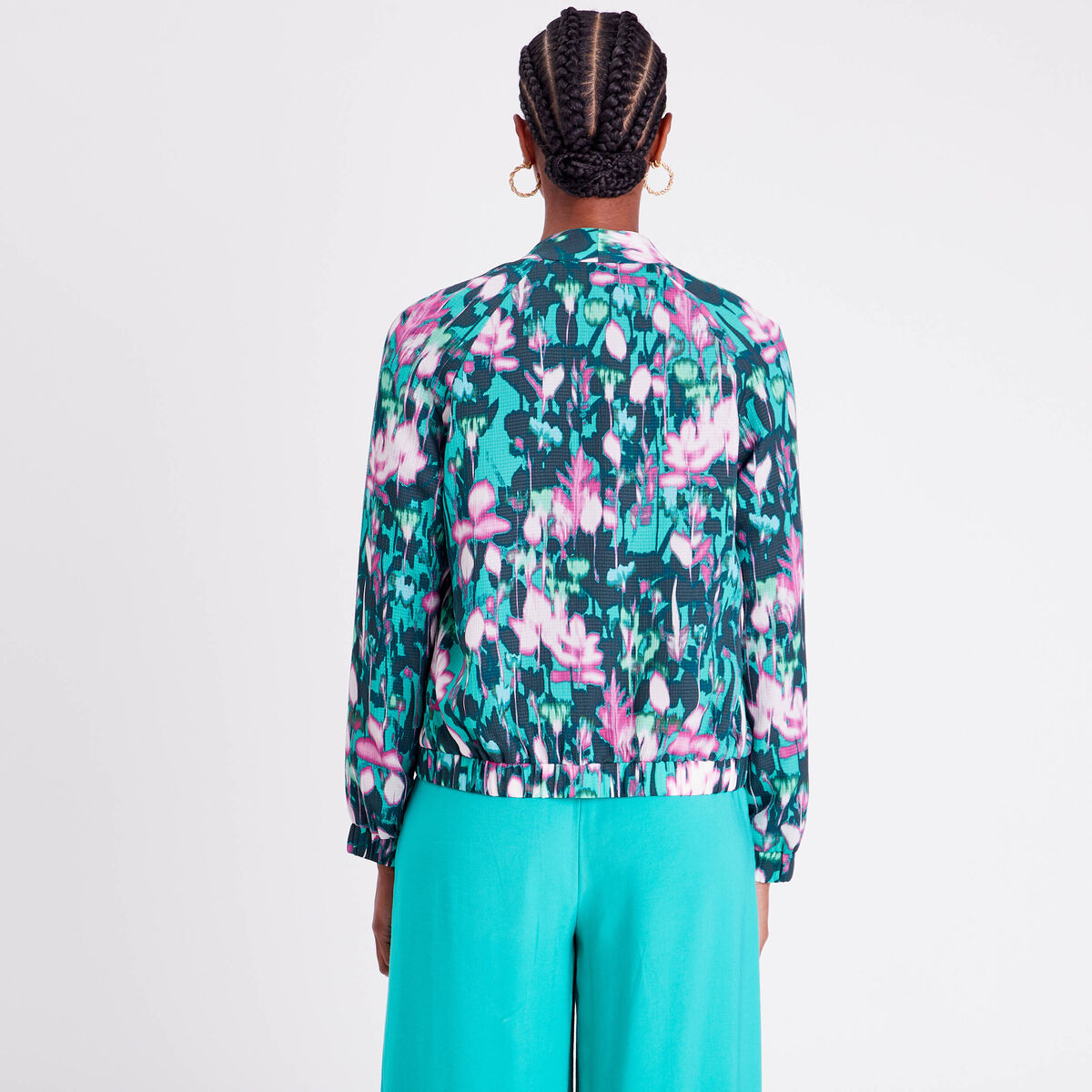 Veste teddy col chale vert femme