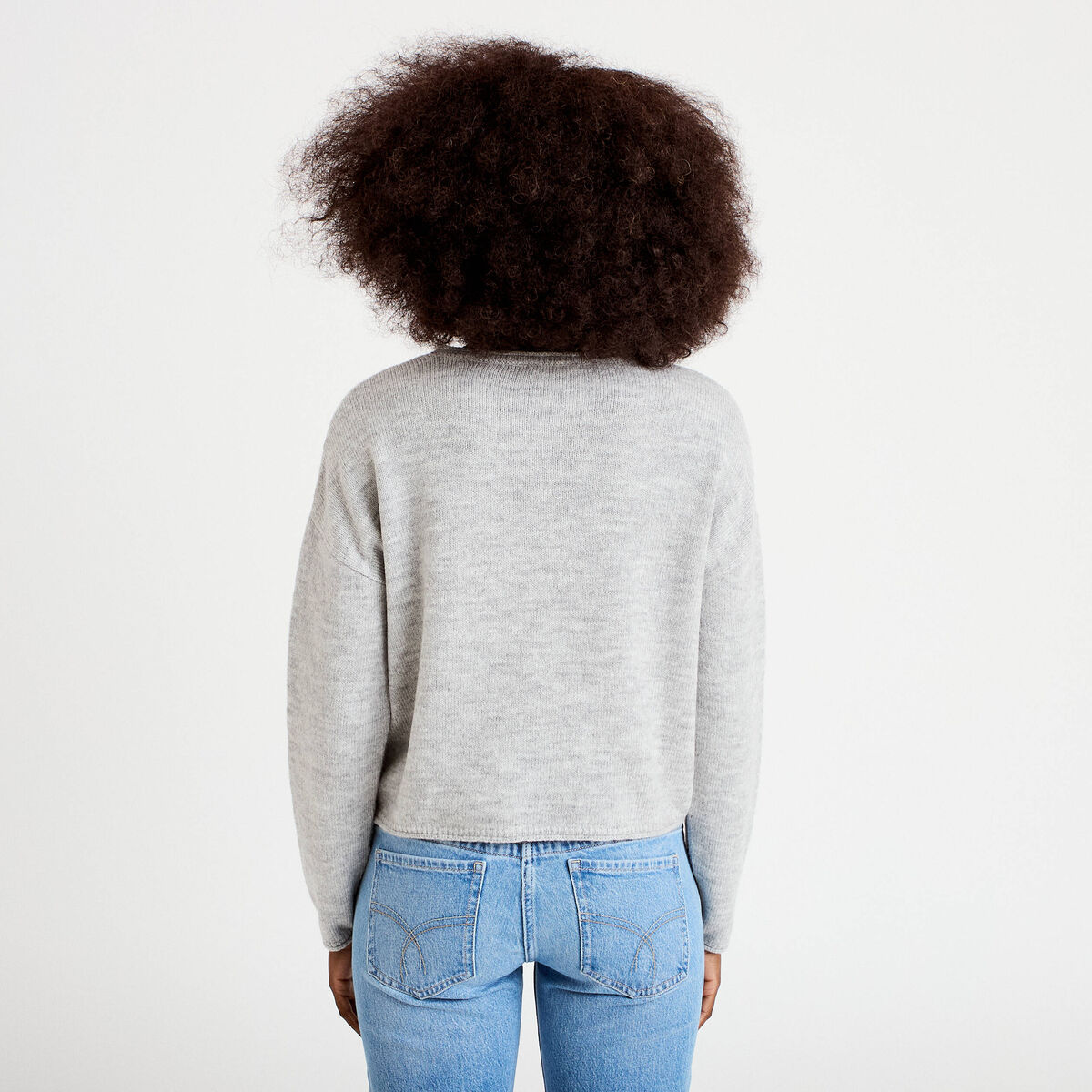 Pull manches longues gris clair femme