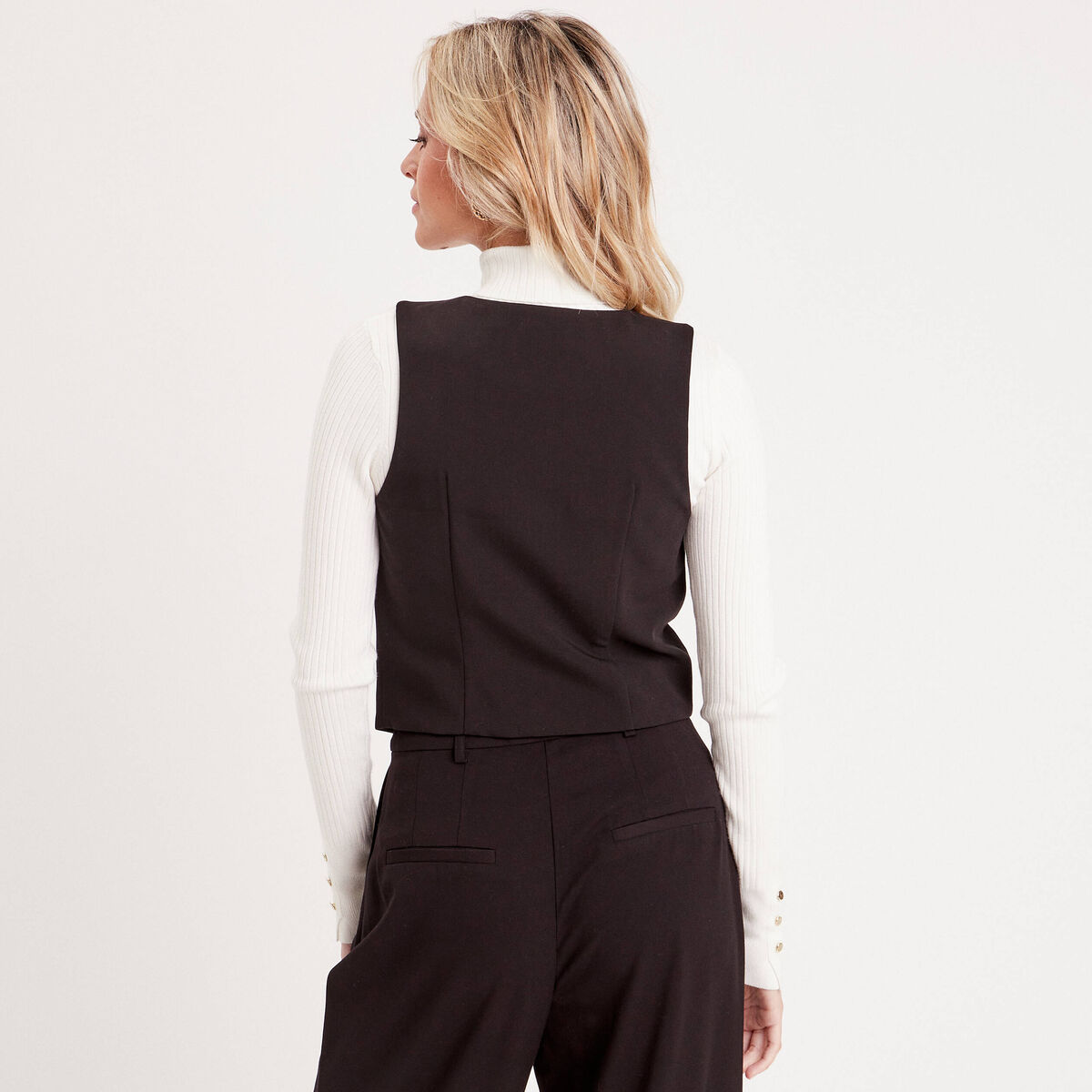 Veston sans manches noir femme