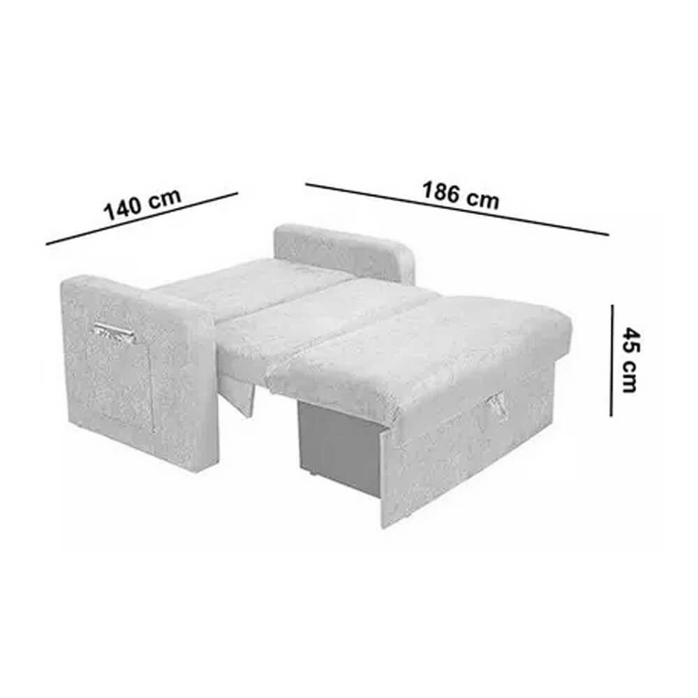 Sofá Cama Daiane com Baú 2 Lugares 140cm Cor Marrom