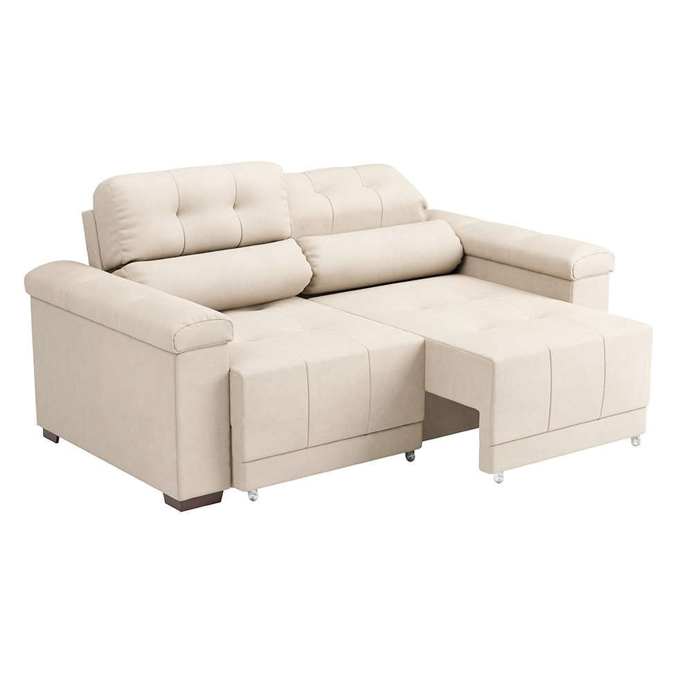 Sofá 3 Lugares Retrátil e Reclinável Smart Suede Bege em Promoção | Ofertas na Americanas