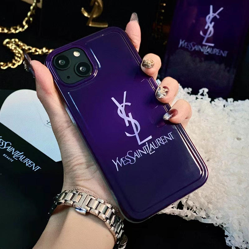 ysl iphone15/15pro/14proパープルに合うケース ブランド サンローラン iphone14plus/13/12 ケース 紫 ソフトケース 男女兼用