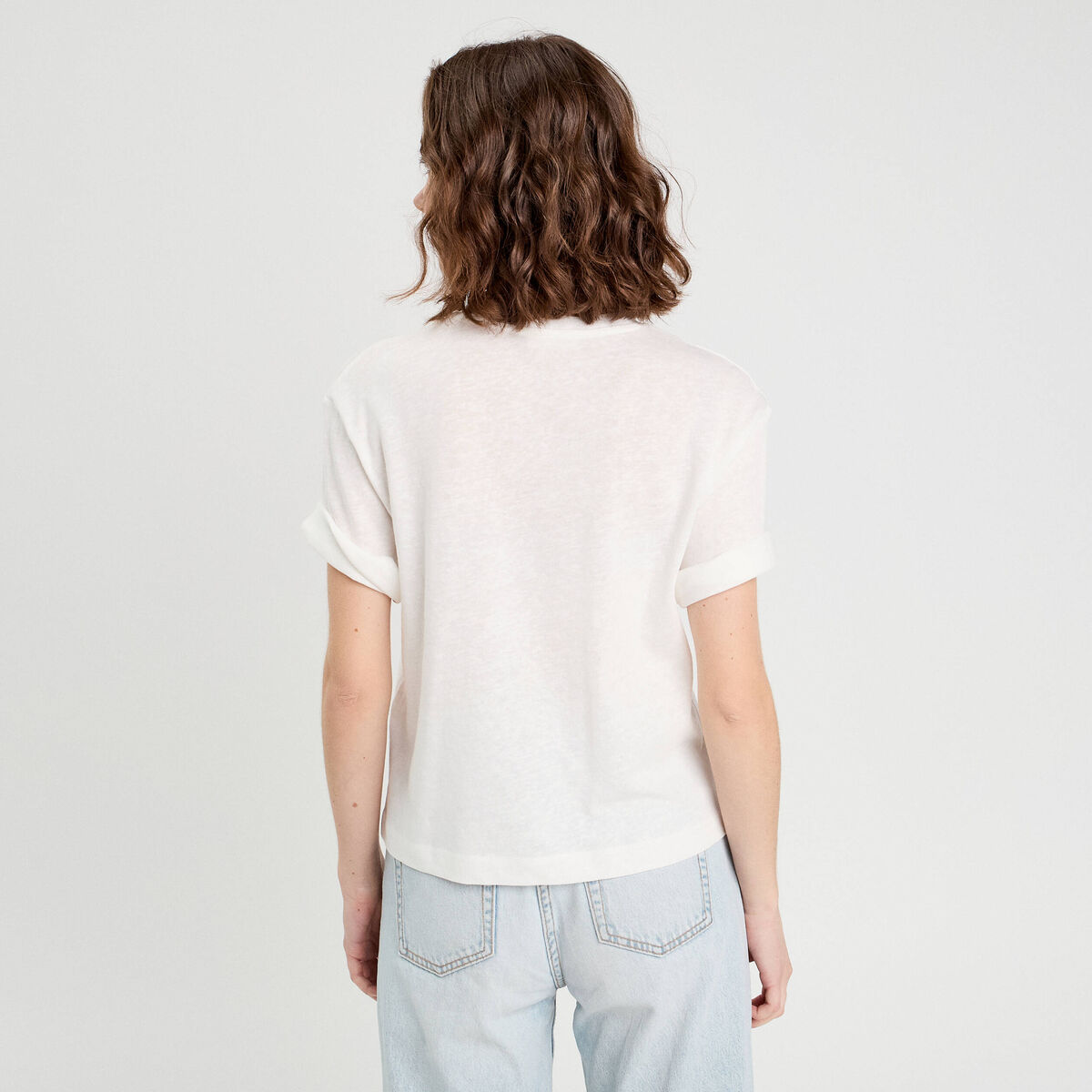 T-shirt manches courtes ecru femme