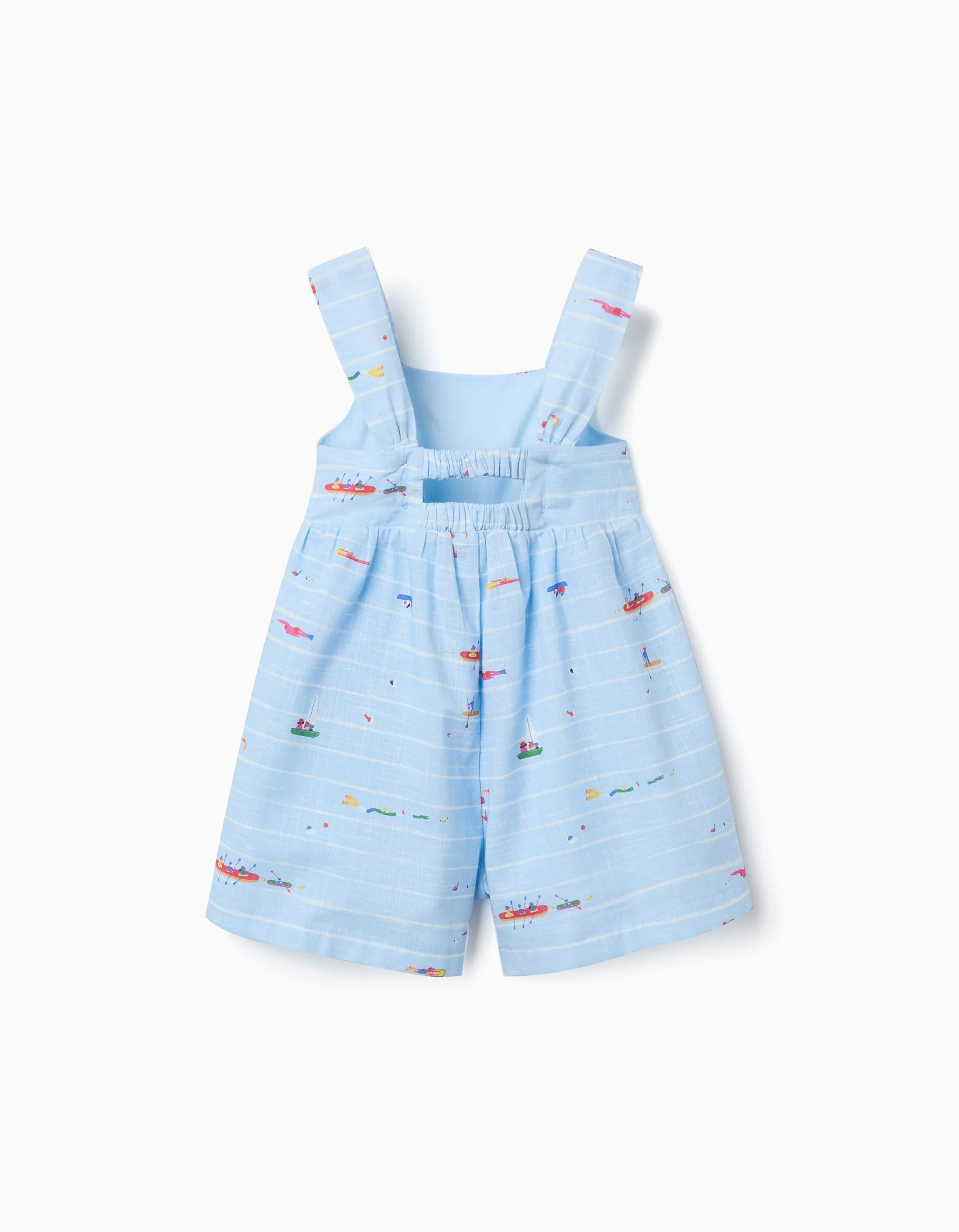 Cotton playsuit with print Carolina Celas x Zippy for baby girls, blue