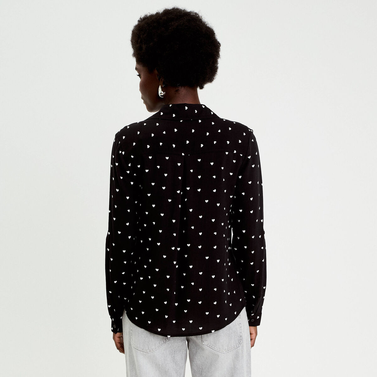 Chemise manches longues noir femme