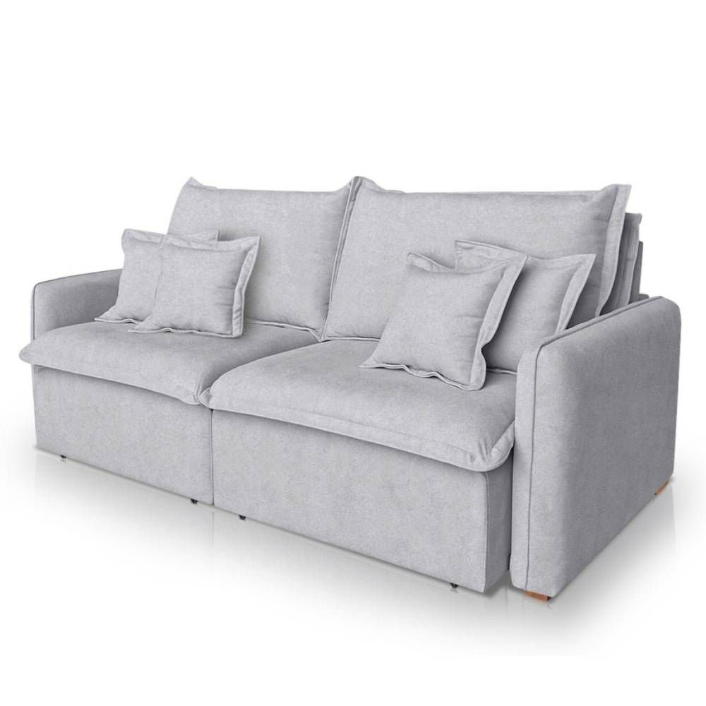 Sofá 4 Lugares 2,60m Retrátil e Reclinável em Tecido Bouclé - Malta Lucadi