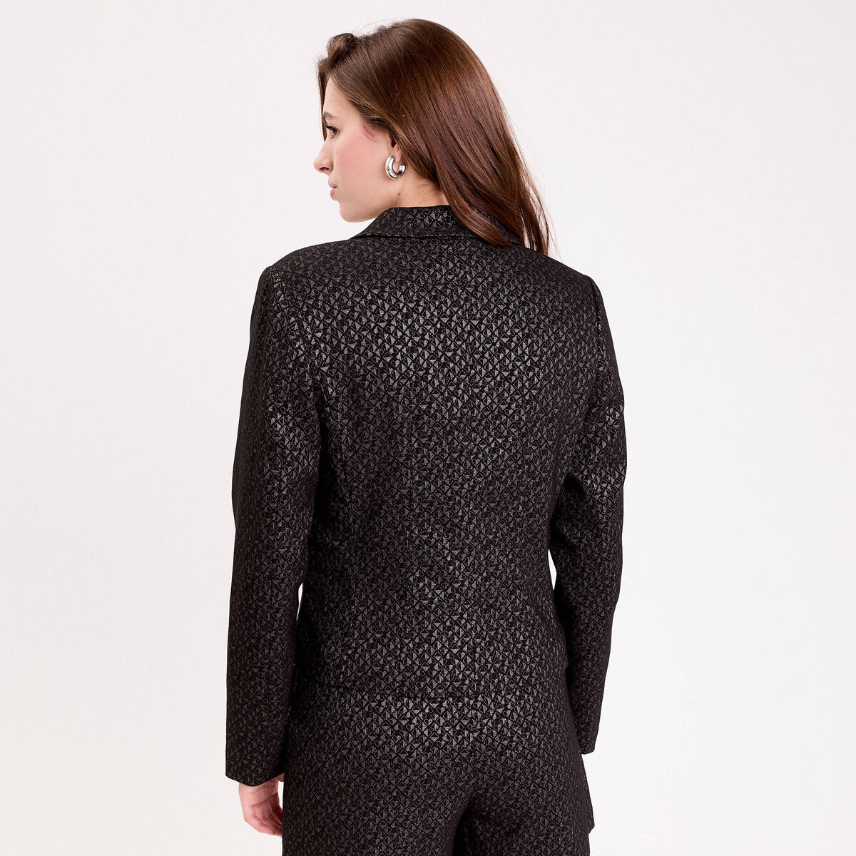 Blazer cintré manches longues stretch noir femme