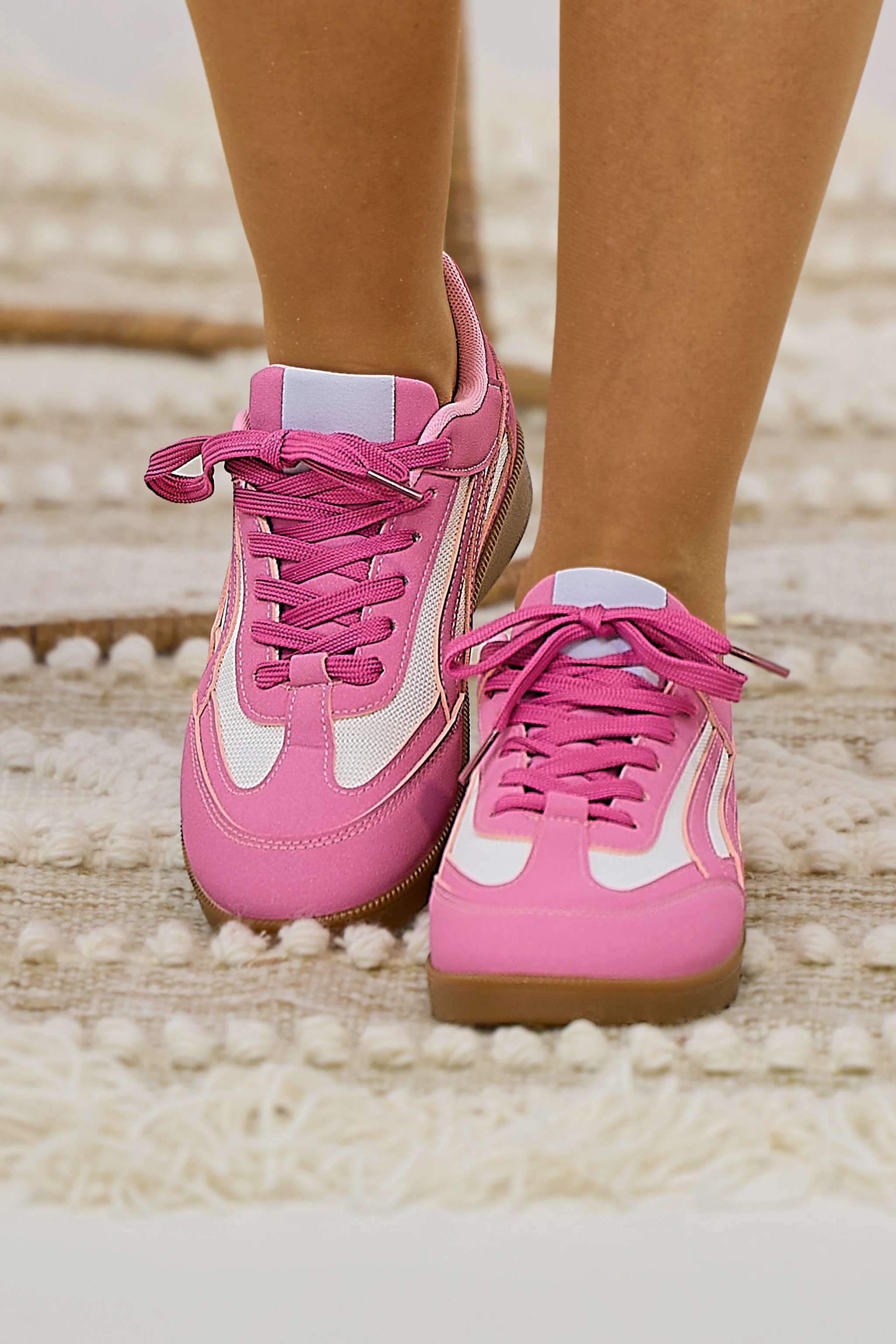 Sneaker mit gewebten Einsätzen, altrosa-ecru