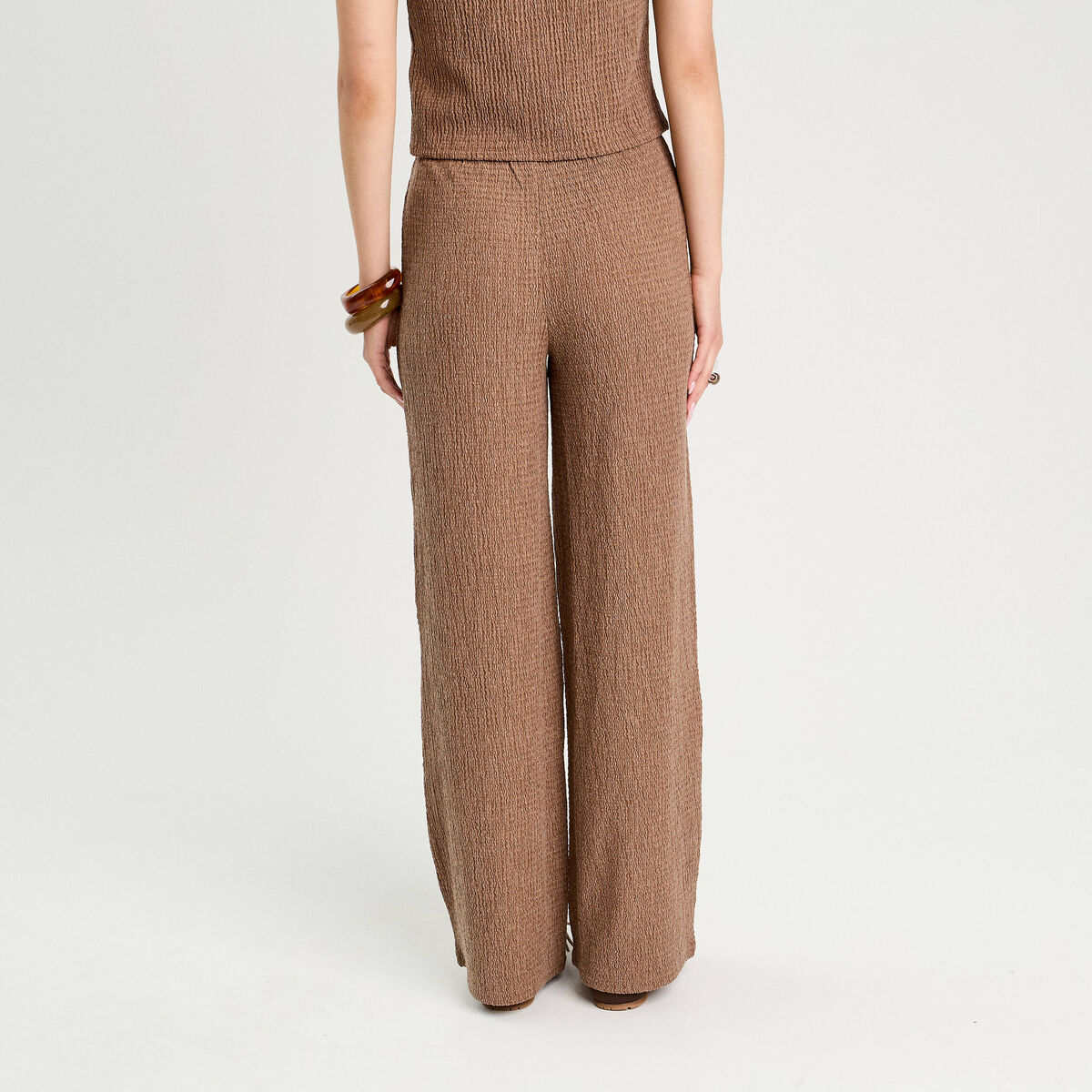 Pantalon large marron femme