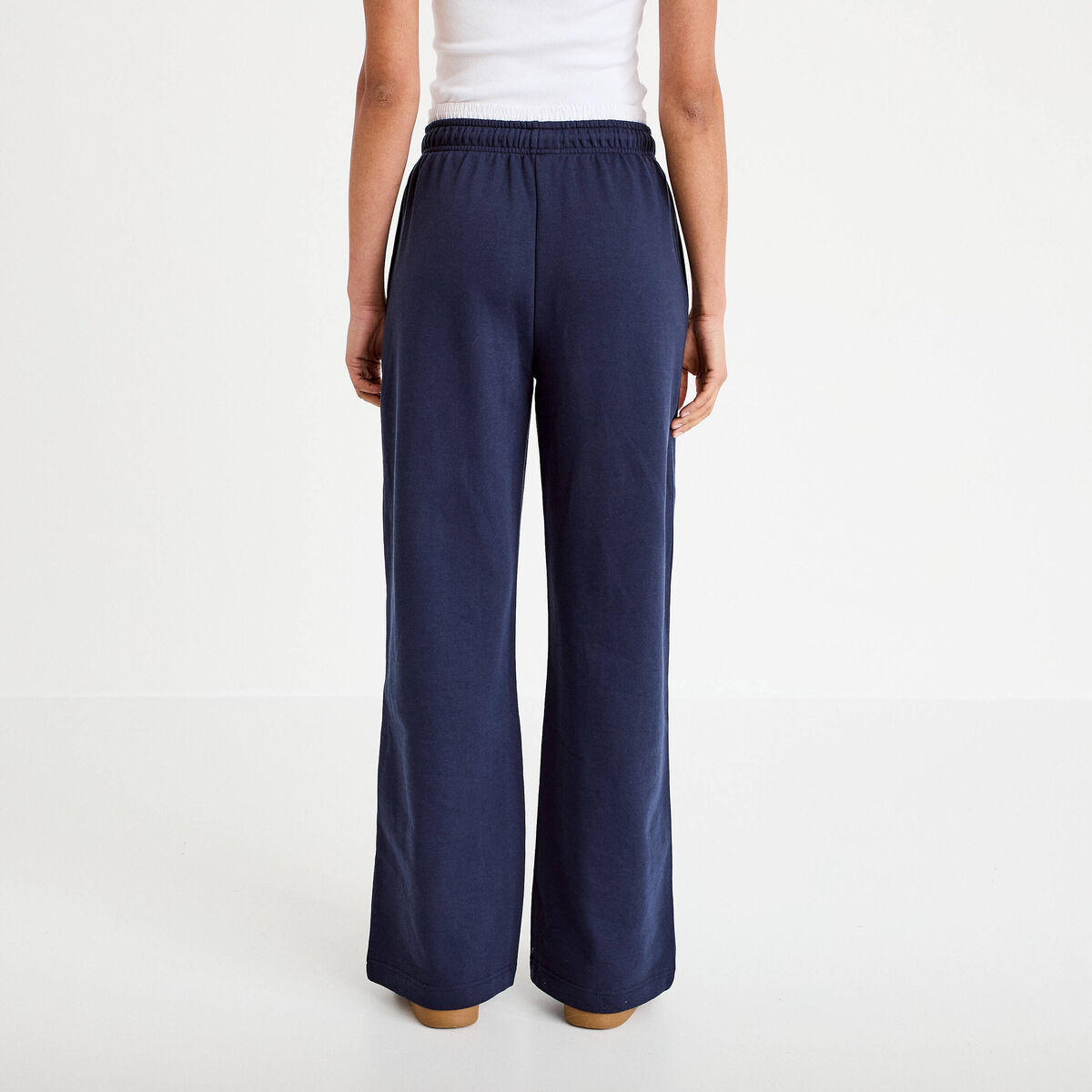 Pantalon large style jogging bleu marine femme