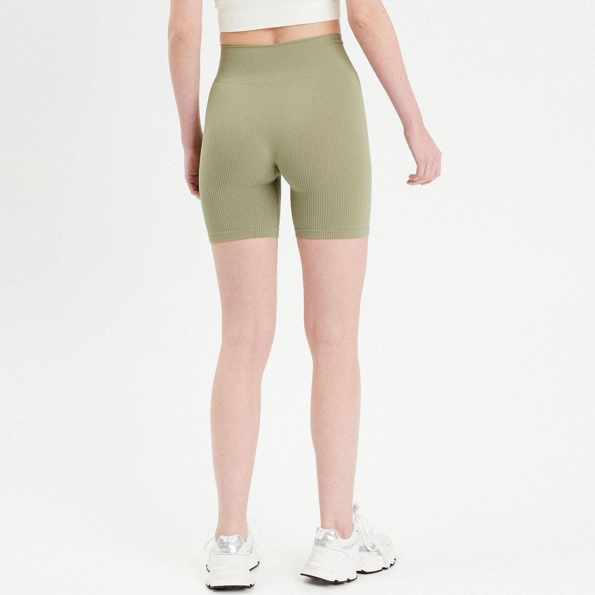 Short cycliste sans couture vert foncé femme