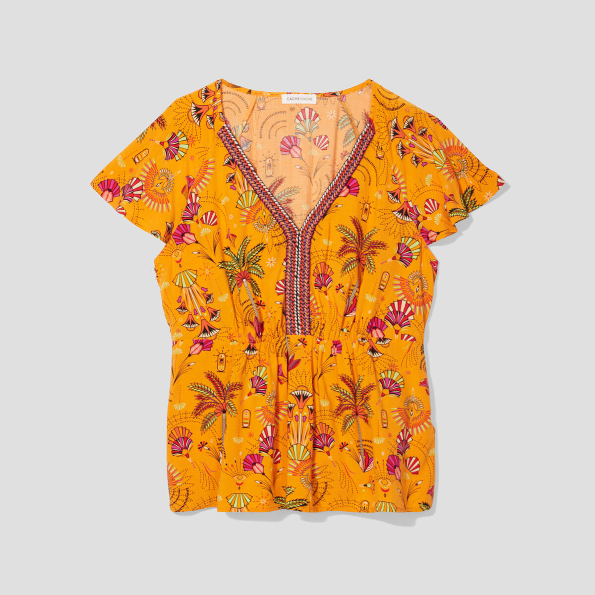 Blouse manches courtes orange femme