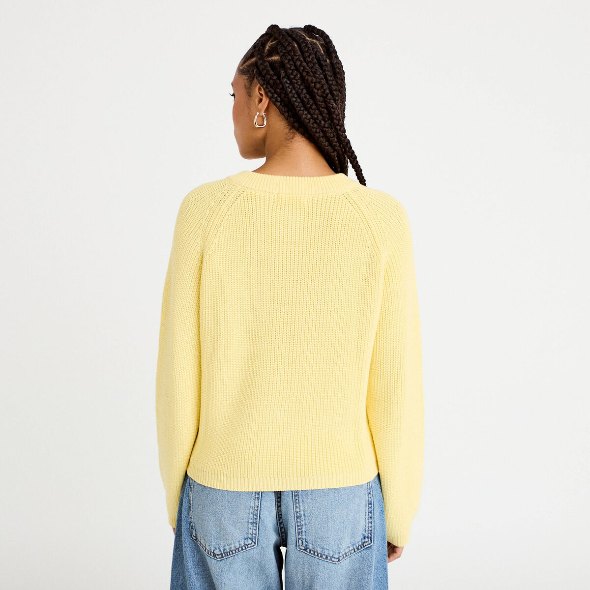 Gilet manches longues jaune clair femme