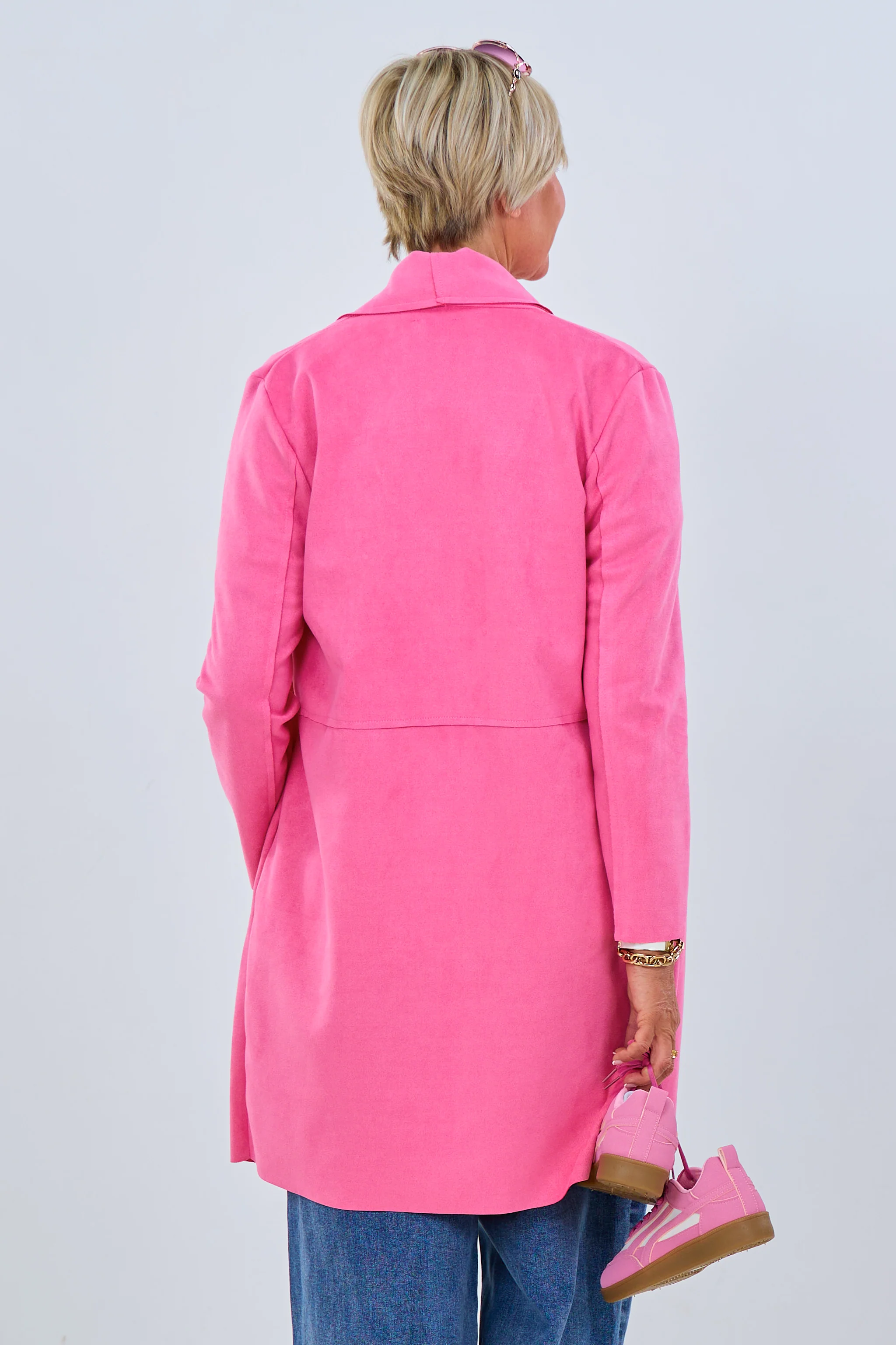 Leichter Mantel mit Reverskragen, pink