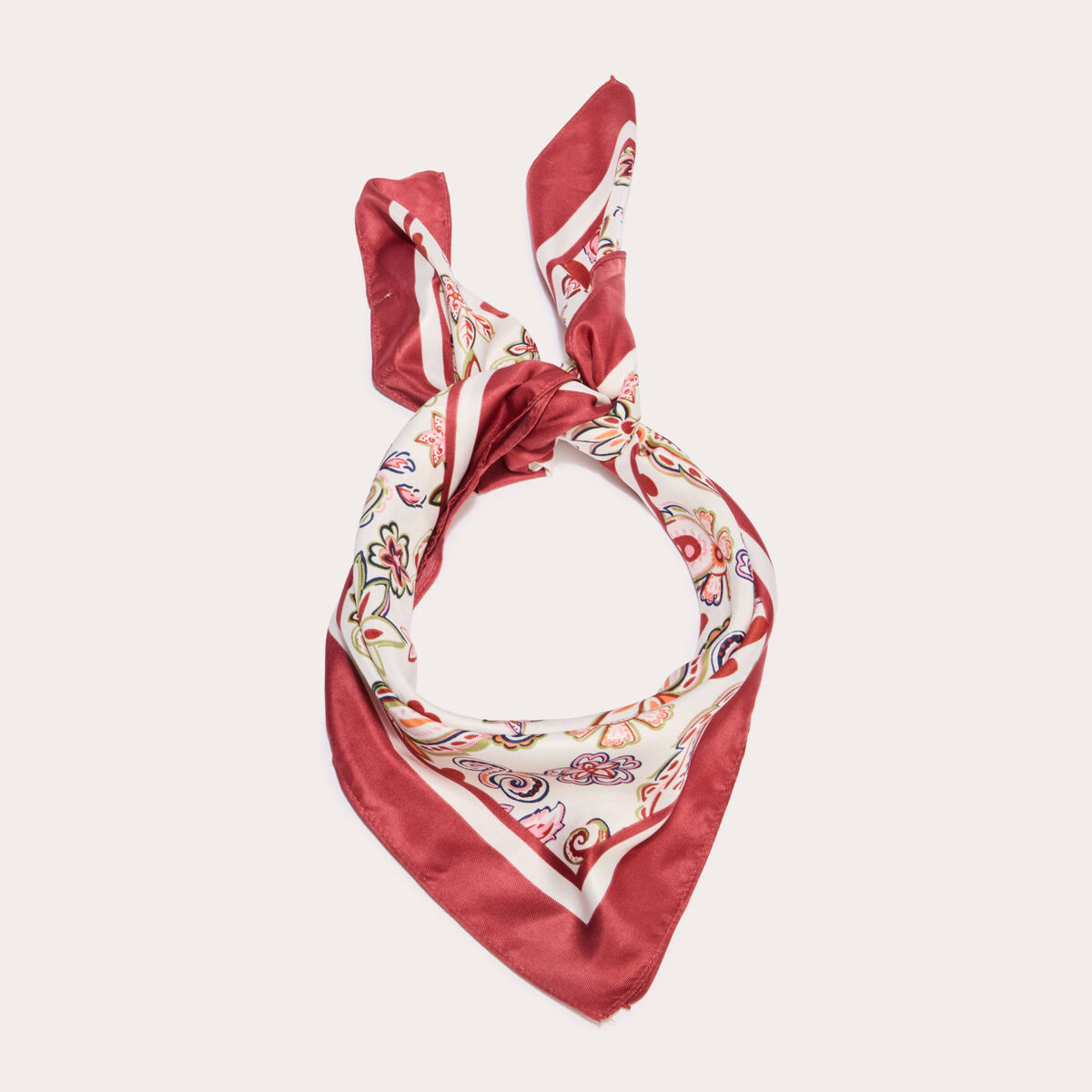 Foulard satiné soyeux vieux rose femme