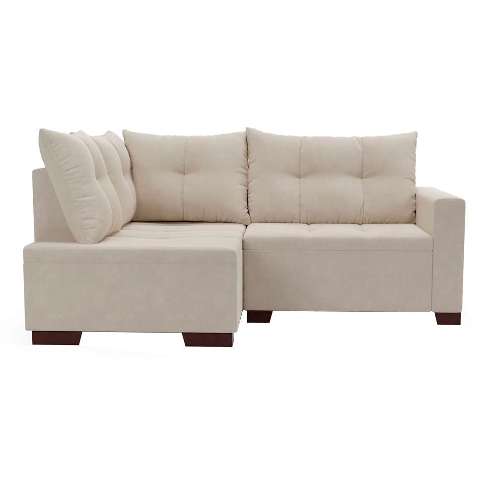 Sofá de Canto 4 Lugares Leme Suede Bege em Promoção | Ofertas na Americanas