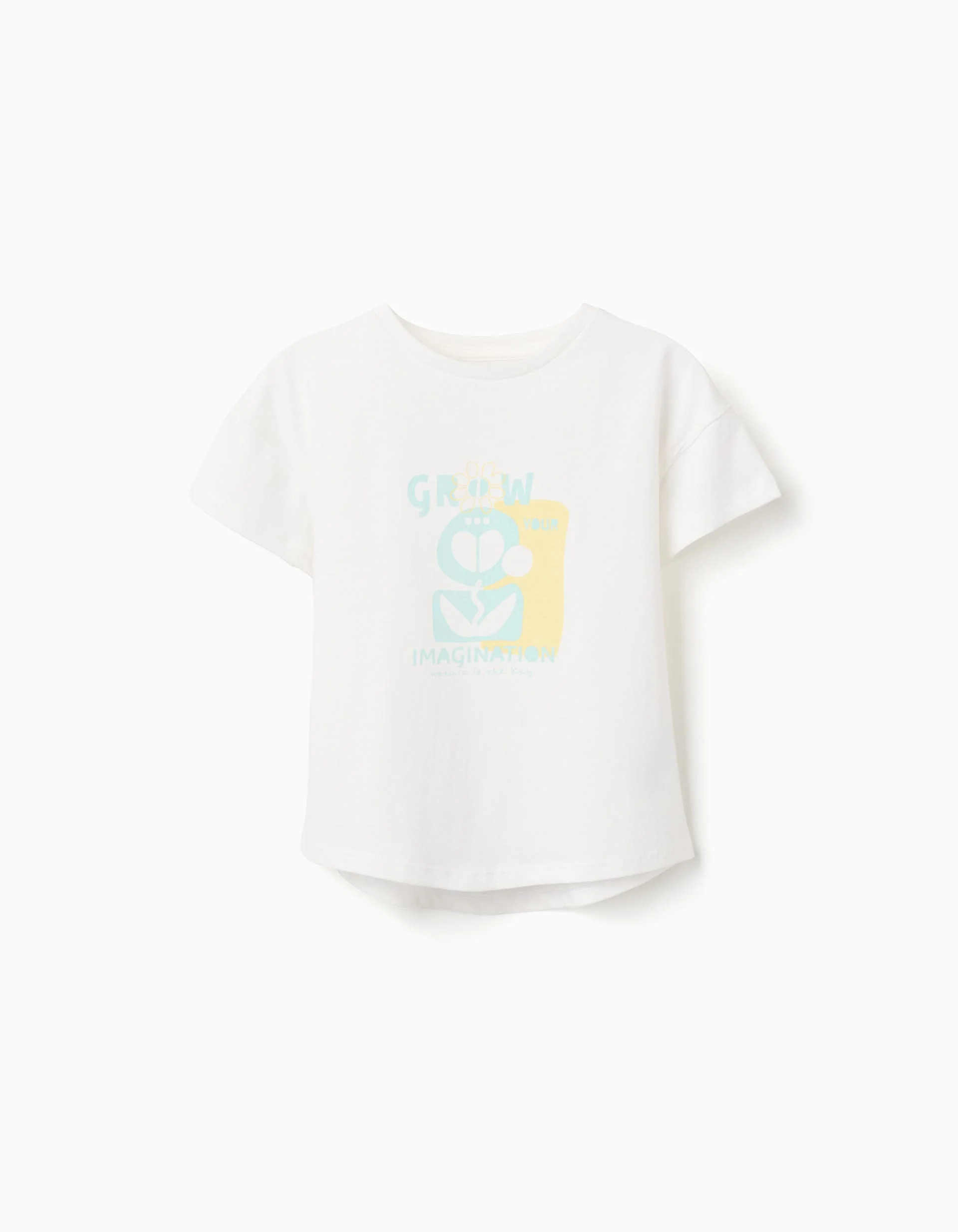 Cotton T-shirt with Imagination print for girls, white