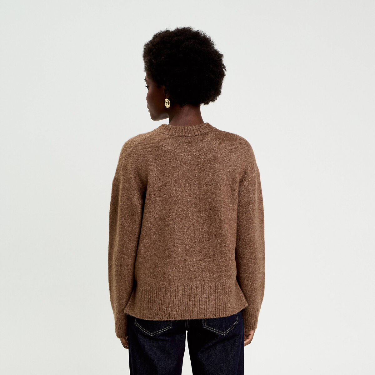 Pull manches longues marron clair femme