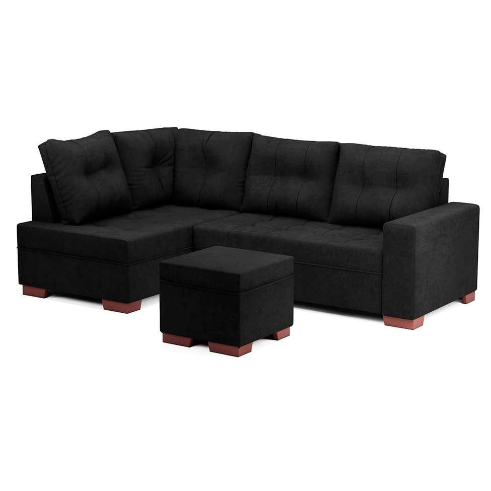 Sofá de Canto 6 Lugares Gávea Suede Preto em Promoção | Ofertas na Americanas