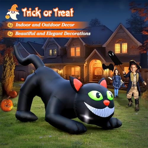 8 FT Halloween Inflatable Spider Outdoor Decorations for Yard, Giant Crawling Spider with LED Rotating Flame, Large Creepy Spider Props for Halloween Party Garden Lawn Patio Outside House Window Decor