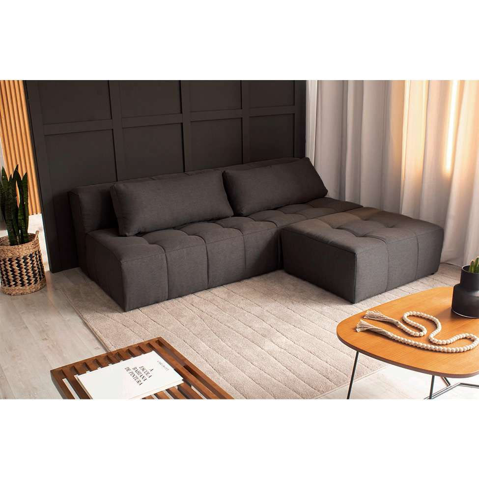 Sofá Modular 3 Lugares com Puff Soho Linho Grafite em Promoção | Ofertas na Americanas