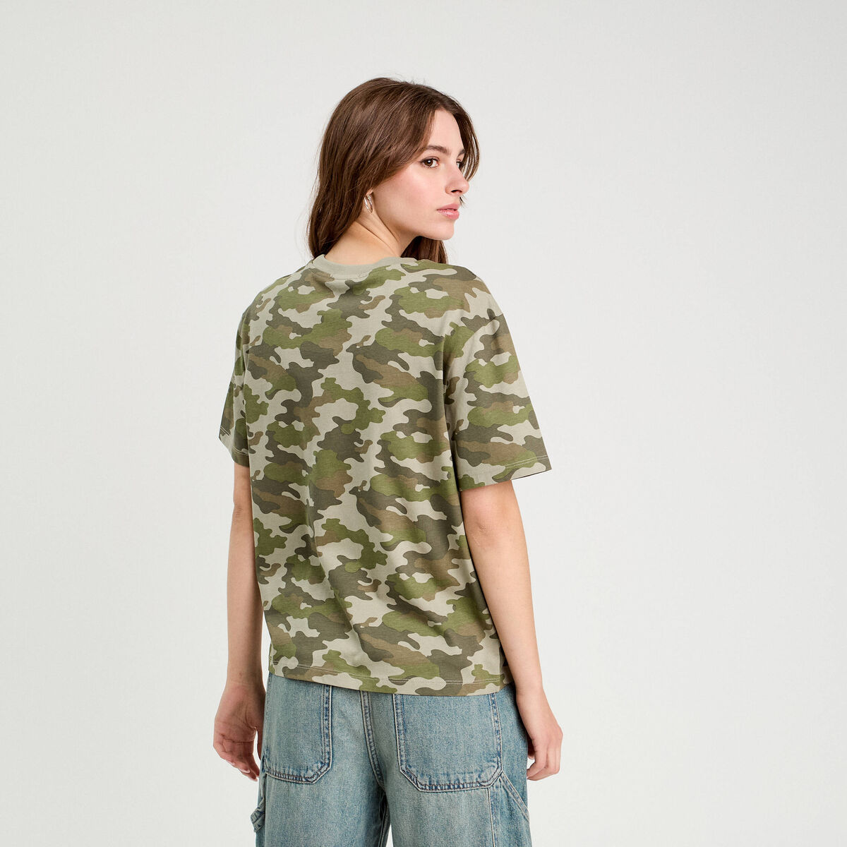 T-shirt manches courtes vert kaki femme