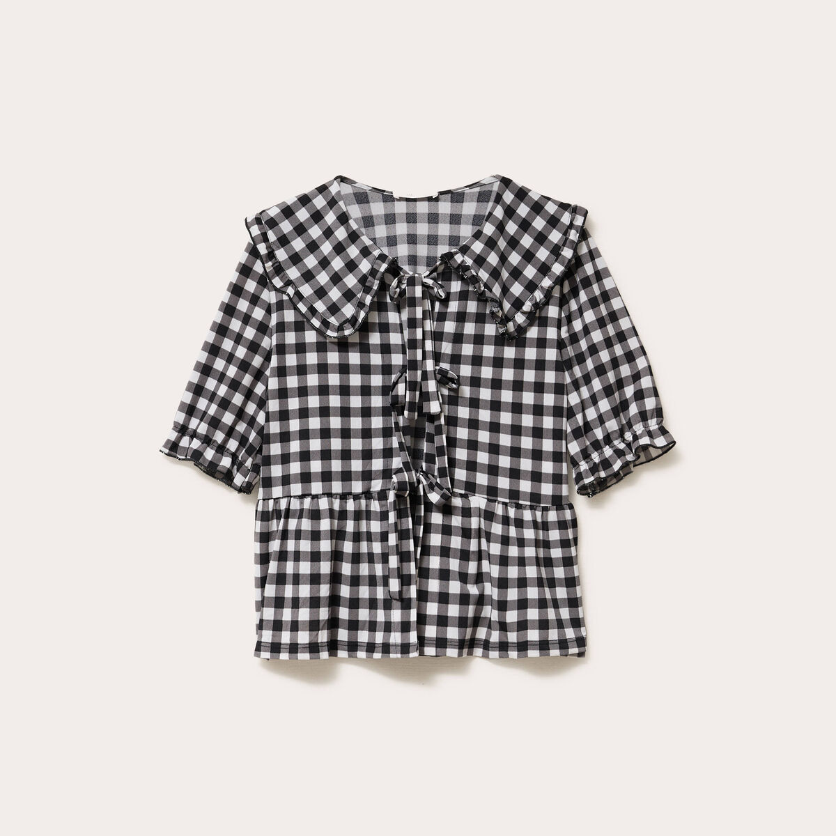 Blouse col claudine manches courtes noir femme