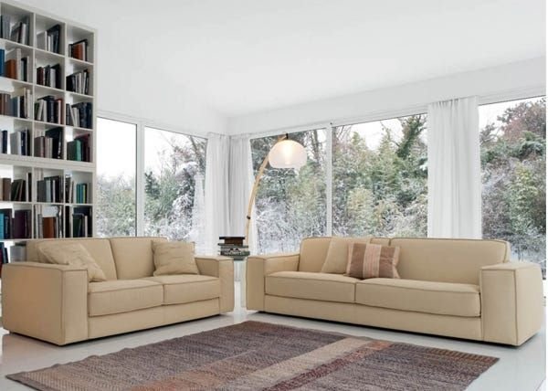 Conjunto de Sofá 3 e 2 Lugares, Revestimento em Couro Sintético Preto - Est003