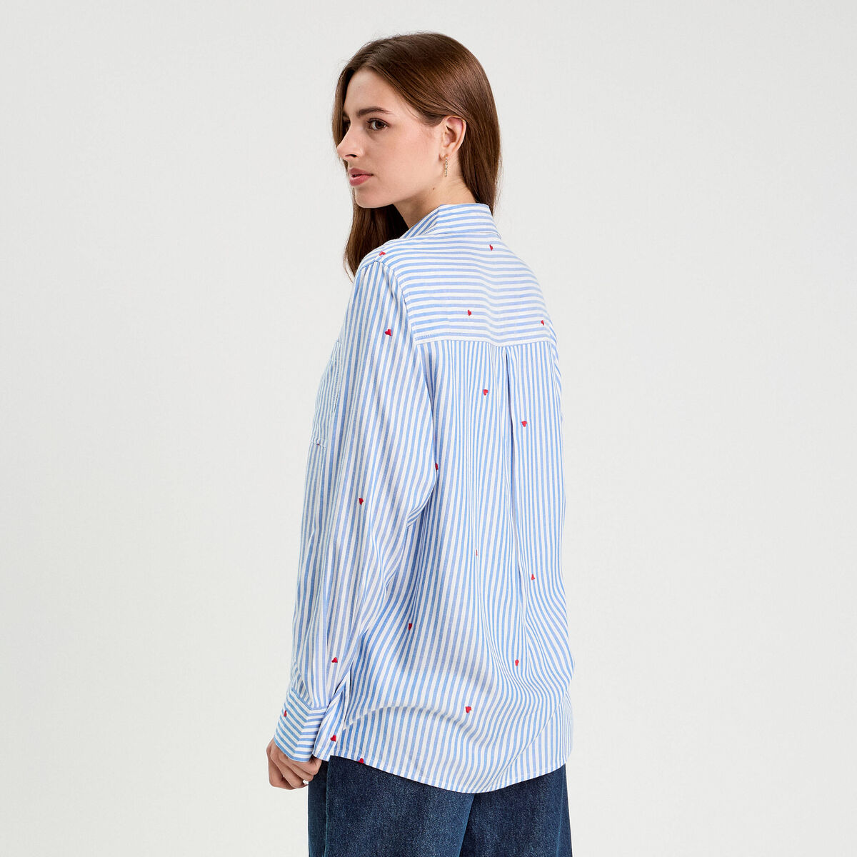 Chemise manches longues bleu femme