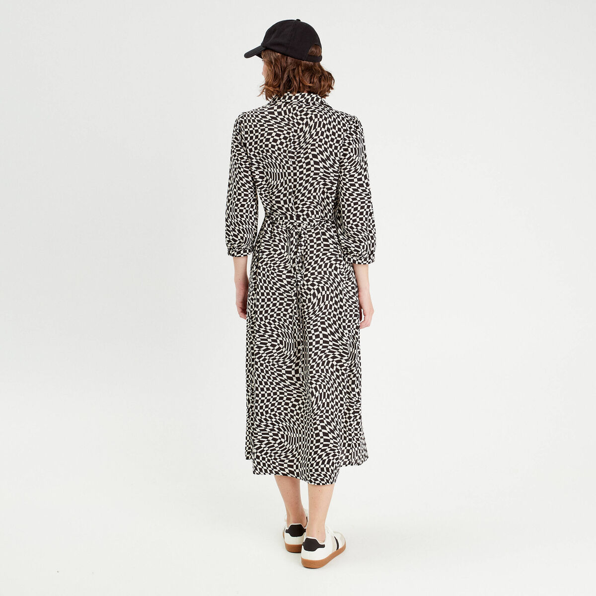 Robe longue chemise noir femme