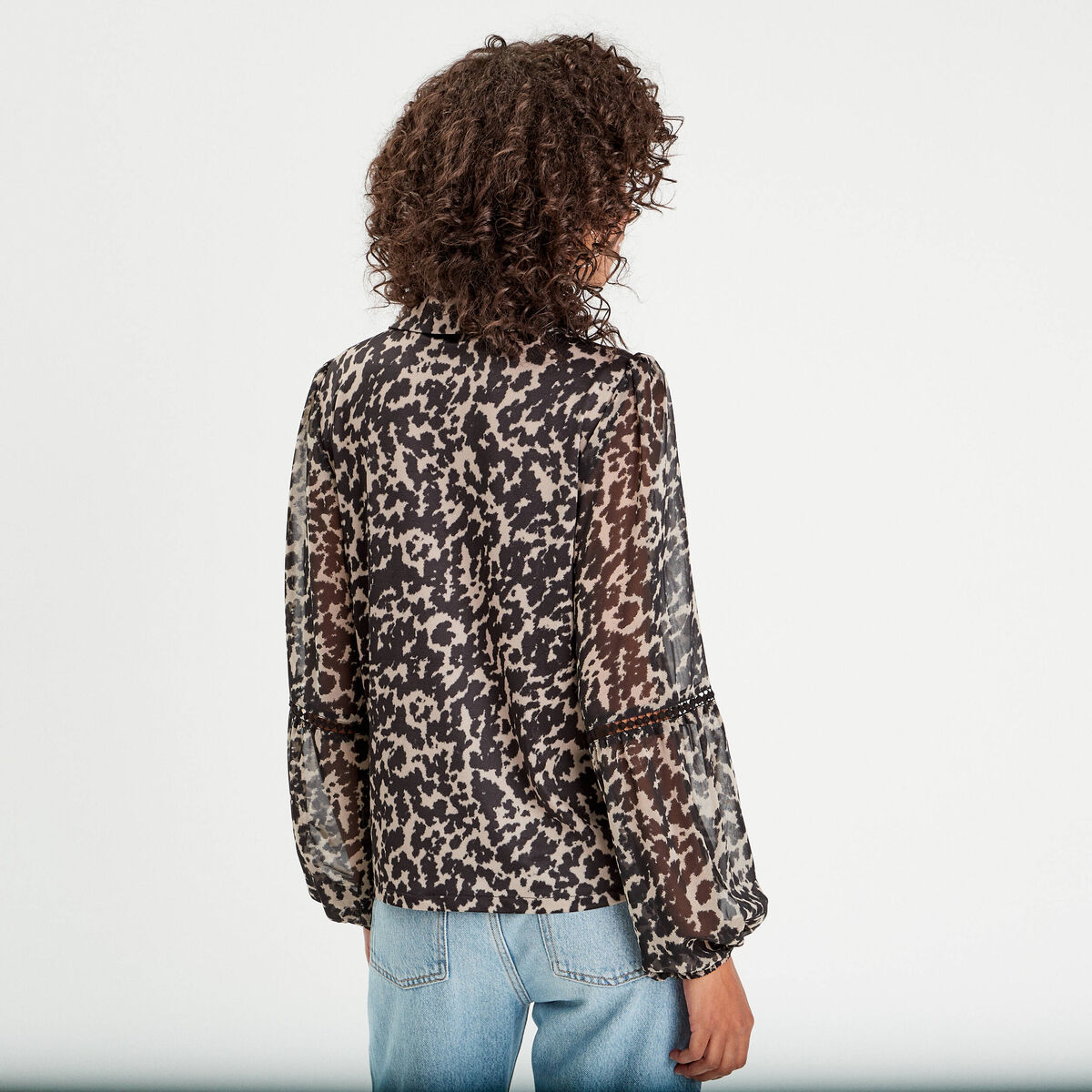 Blouse manches longues beige femme