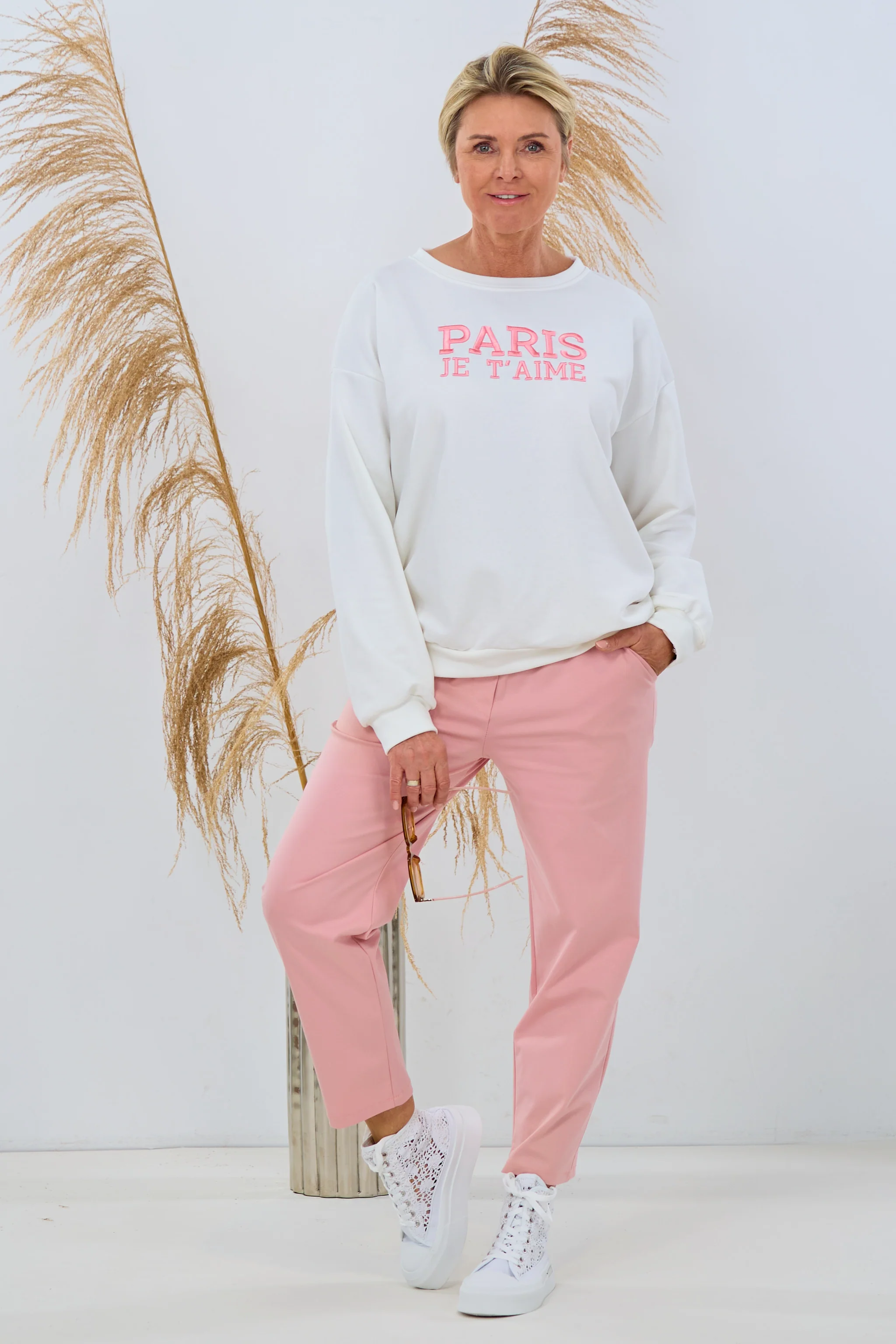 Sweaty PARIS, ecru-rosa