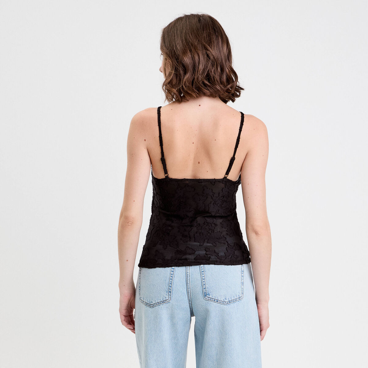 Débardeur ajusté dentelle noir femme