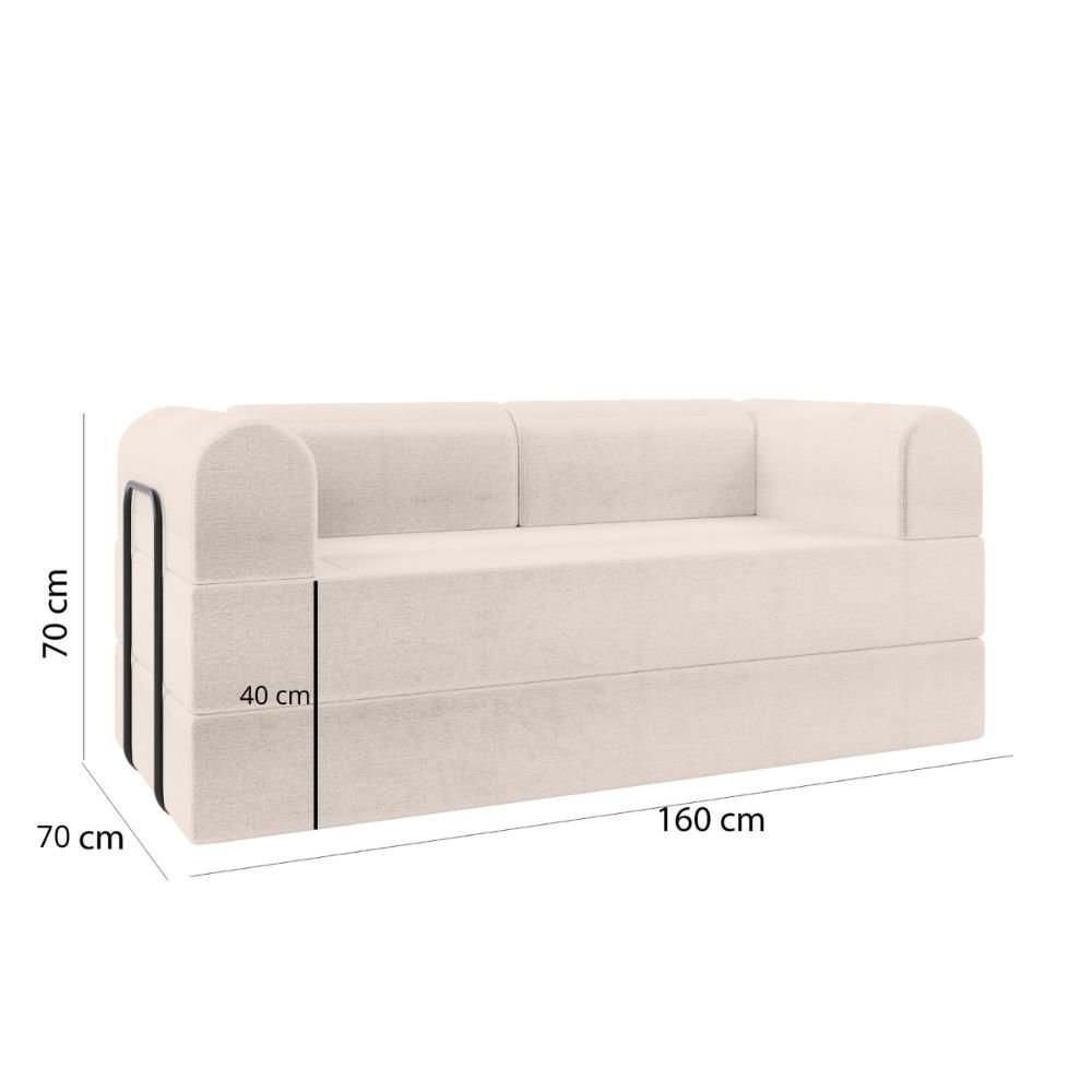 Sofá 2 Lugares Estofado D-plus 160 Cm Monaco - Linho Bege