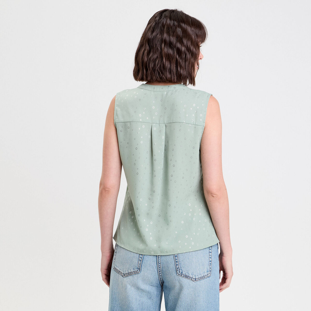 Blouse sans manches vert olive femme