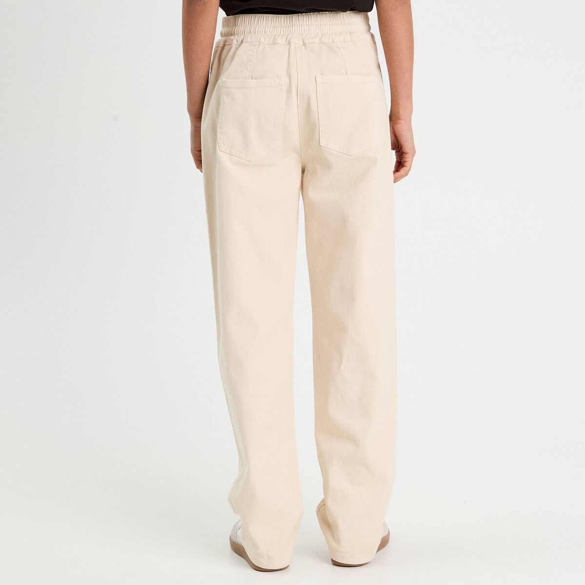 Pantalon large élastiqué ecru femme