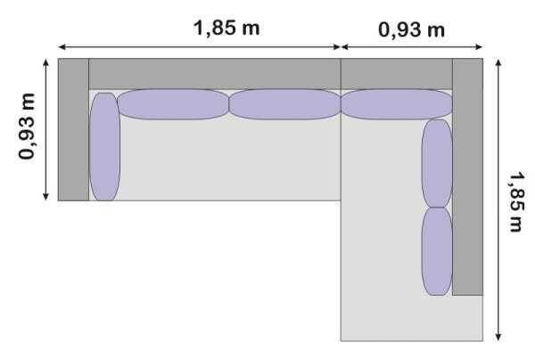 Sofá de Canto 5 Lugares em Sued Aveludado, 2,78m X 1,85