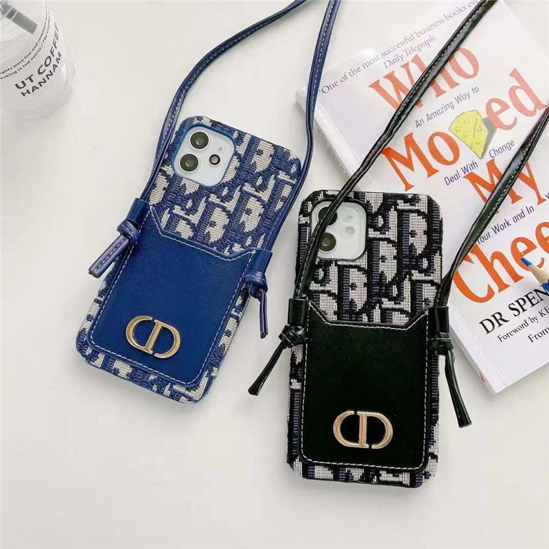 iphone16/15pro/14pro max ケース 背面 収納 ブランド dior iphone13/12pro max ショルダーケース 大人 女性 ディオール風 アイフォン11pro/xs マックスカバー パロディ 安全