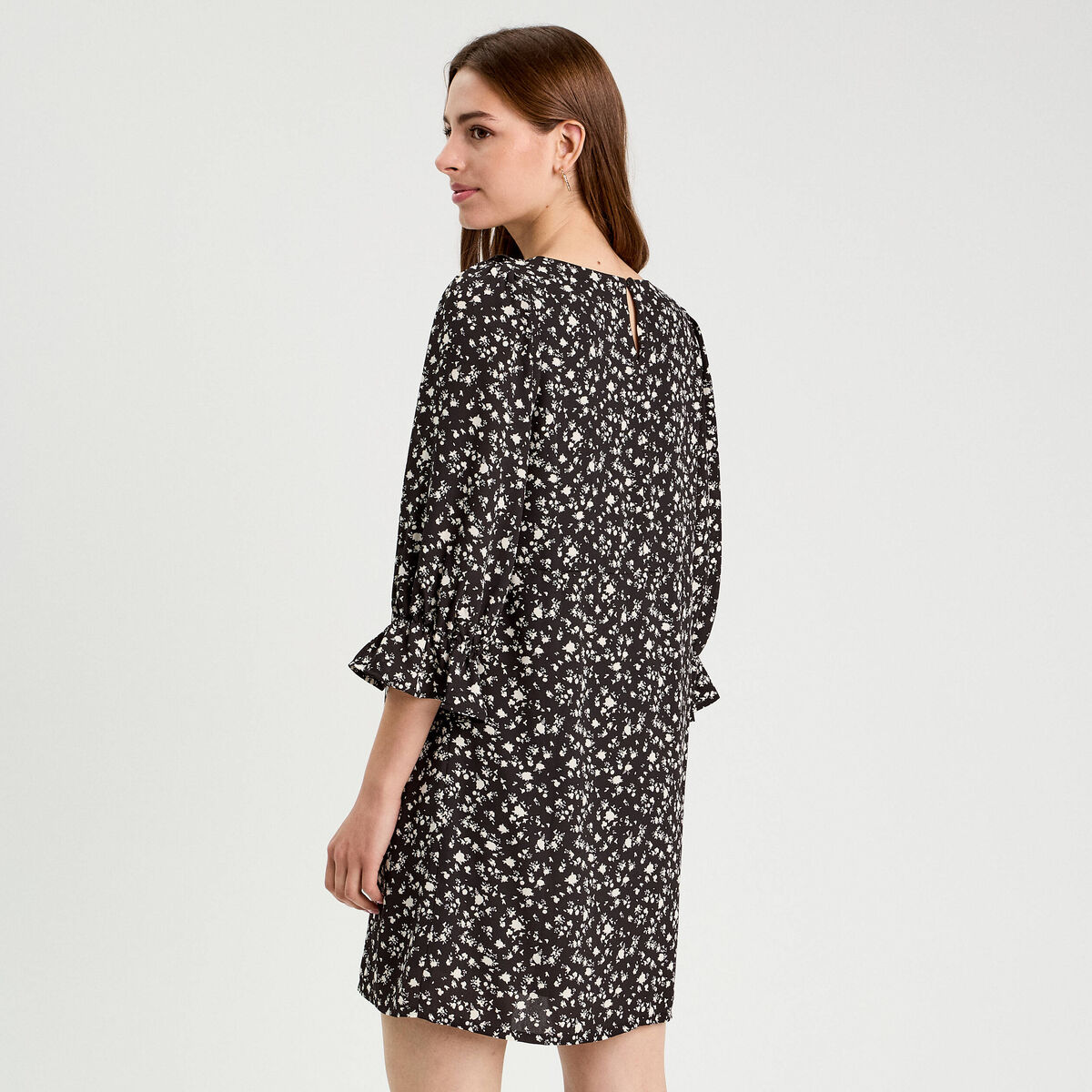 Robe droite manches 3/4 blanc femme