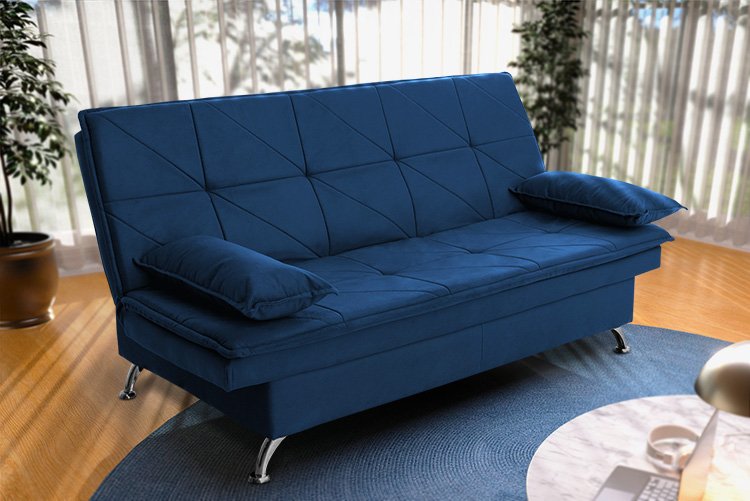 Sofá Cama Pérsia 3 Lugares Suede Velut - King House