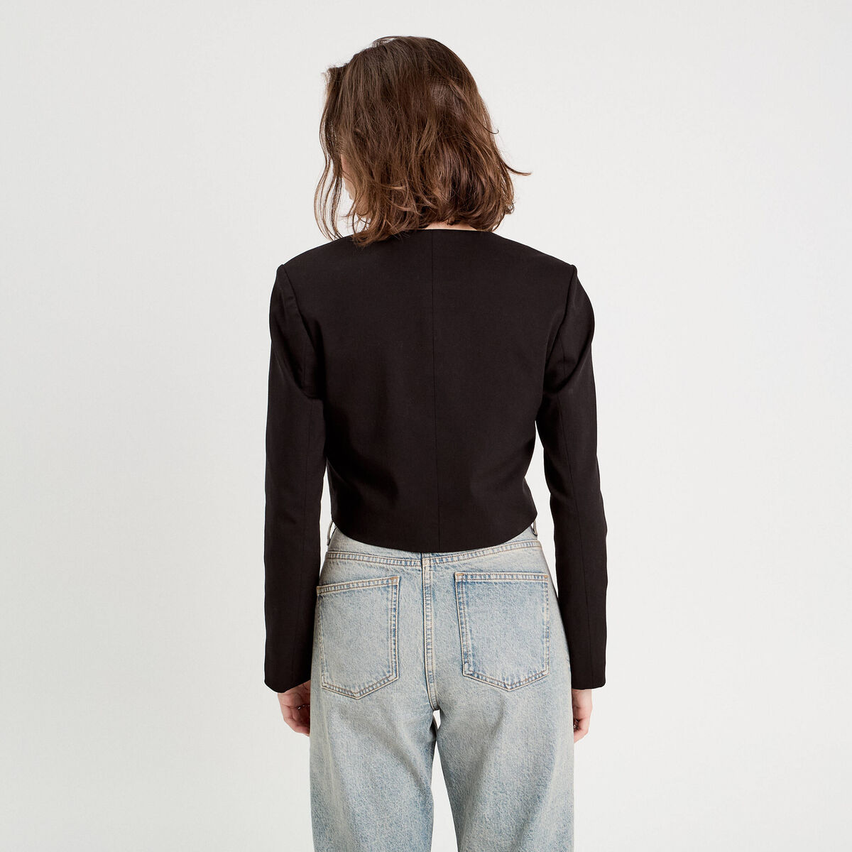 Veste blazer courte noir femme