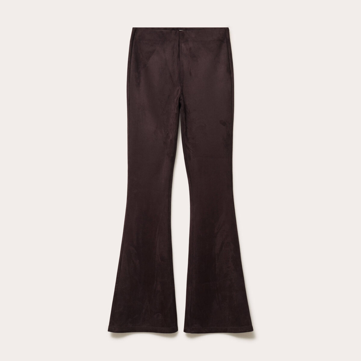 Pantalon bootcut aspect daim marron femme