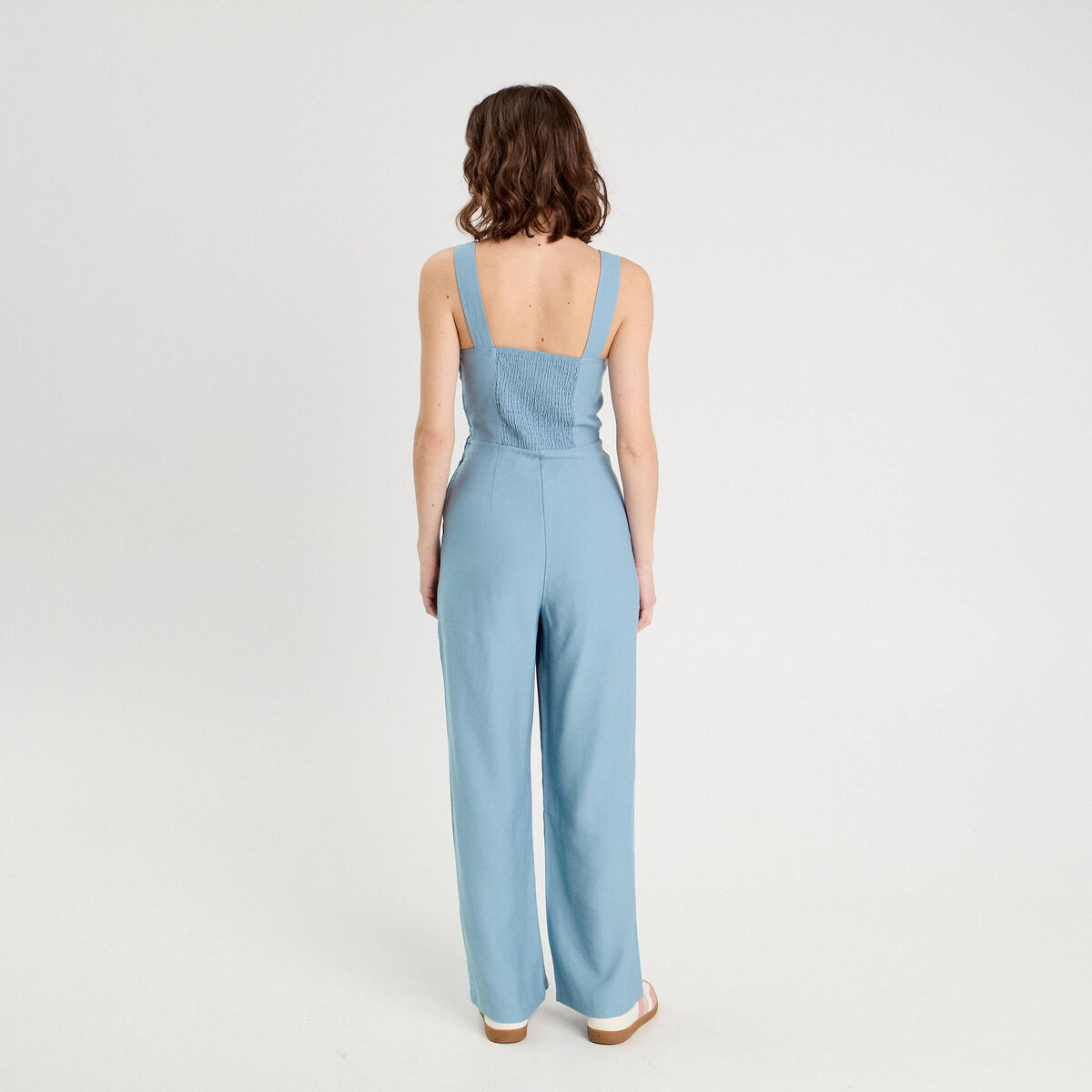 Combinaison pantalon droite bleu gris femme