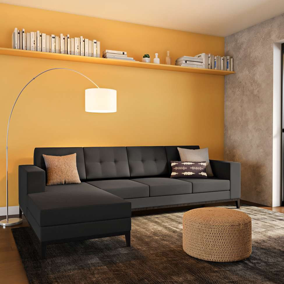 Sofá 4 Lugares Life com Chaise Esquerdo Pés e Base em Madeira Linho Cotton Grafite em Promoção | Ofertas na Americanas