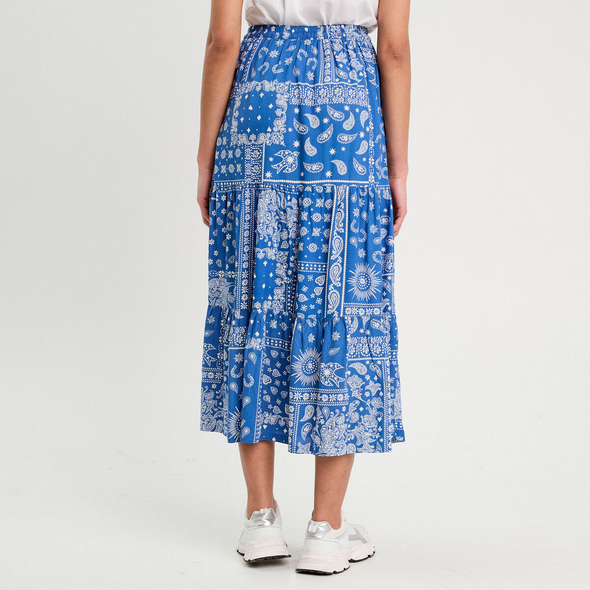 Jupe longue fluide bleu femme