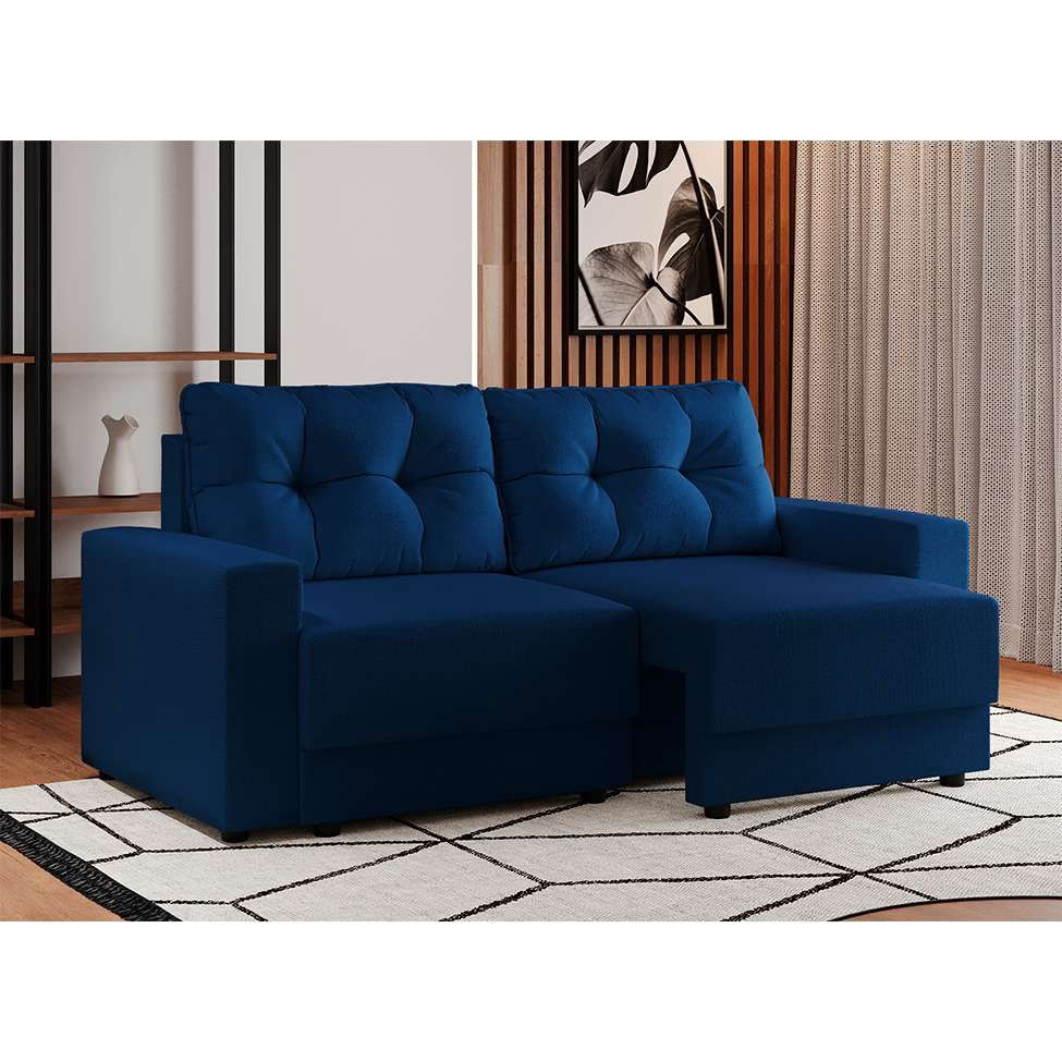 Sofá 3 Lugares Retrátil Lubeck Linho Azul Marinho em Promoção | Ofertas na Americanas
