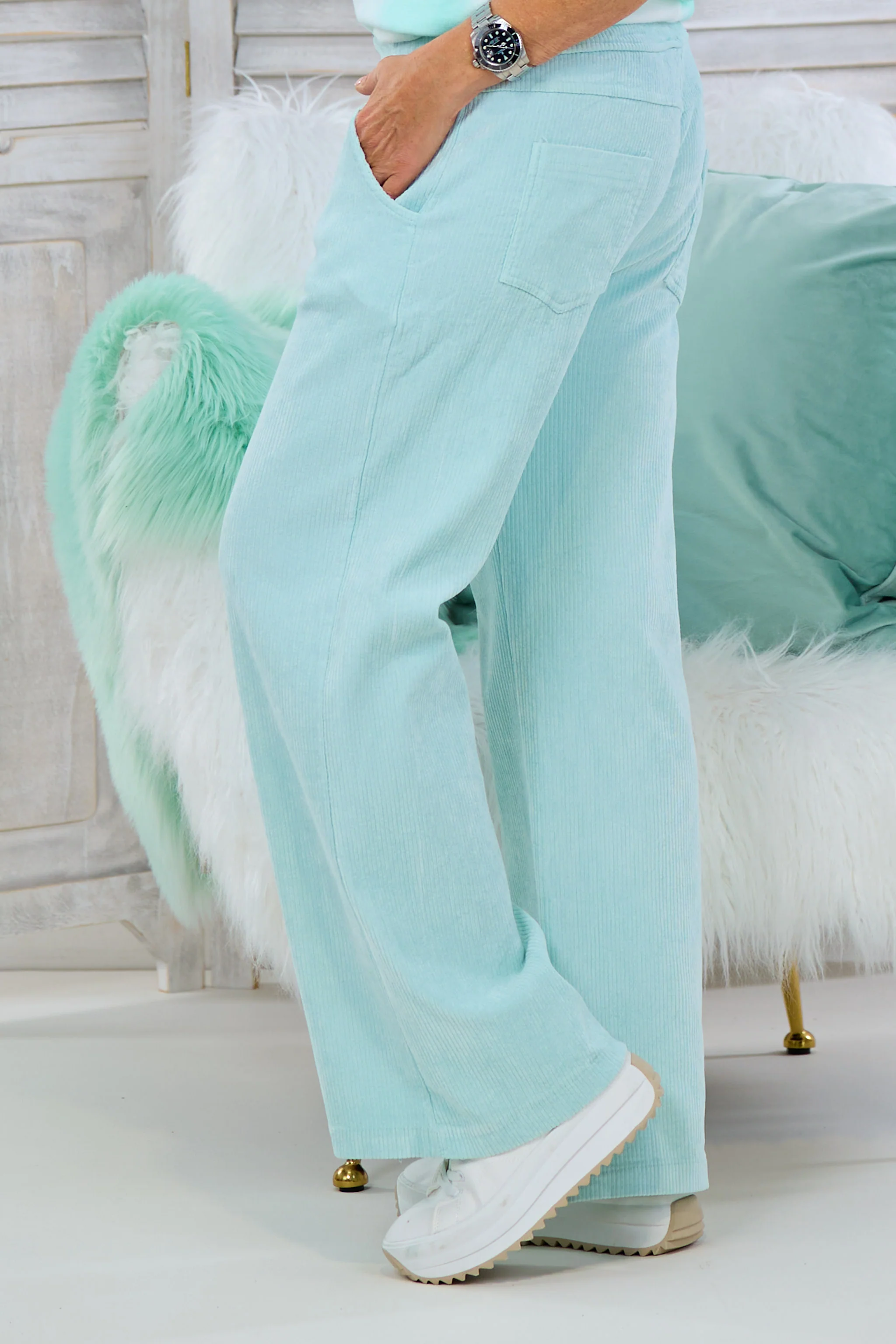 Cordhose mit geradem Bein, mint